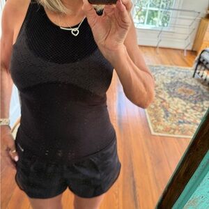 Nike Y2K Black Mesh Fishnet Stretchy Workout  Tank Top Size S / M